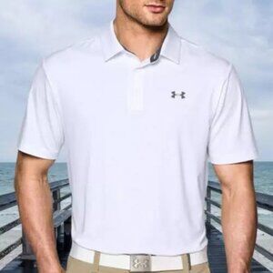 Under Armour Heat-gear Play-off Loose Fit Polo Golf Shirt UPF 30 Solid White NWT